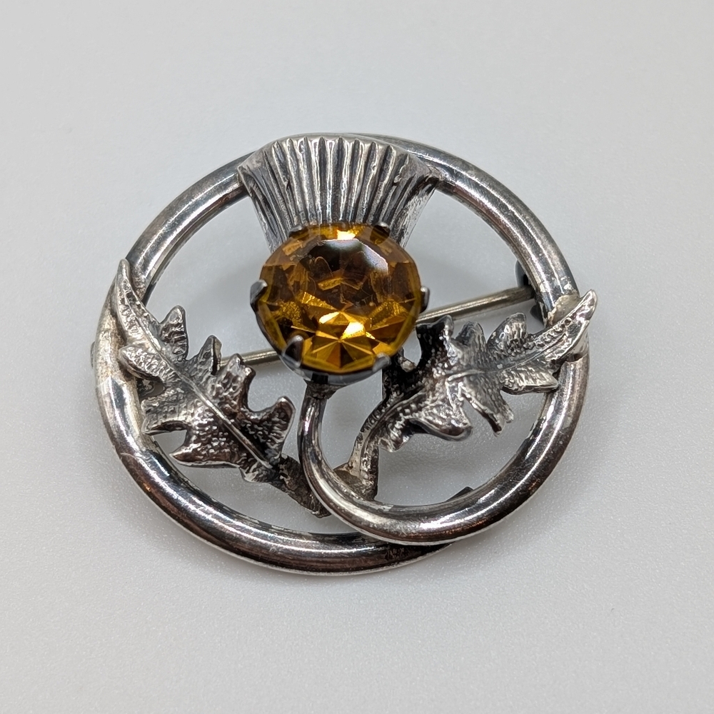 Vintage 1924 Sterling Silver Scottish Thistle Brooch – W.B.S. Birmingham